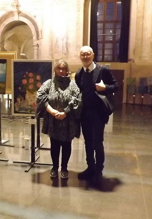 Marzo 2018 - Con il Critico d'arte Angelo Crespi durante La Biennale delle Nazioni di Venezia.